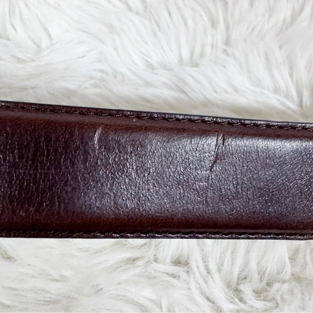 VINTAGE Fossil Brown Leather Western Engraved Silver Belt Medium‎ Ornate Boho